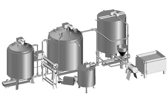 Оборудование для варенного сгущенного молока из сухого 12 000 кг/сутки